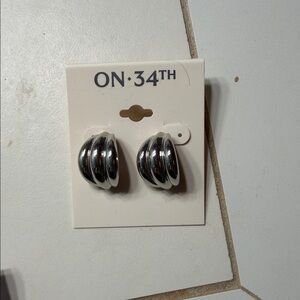 ON 34TH Silver Hoop Earrings
